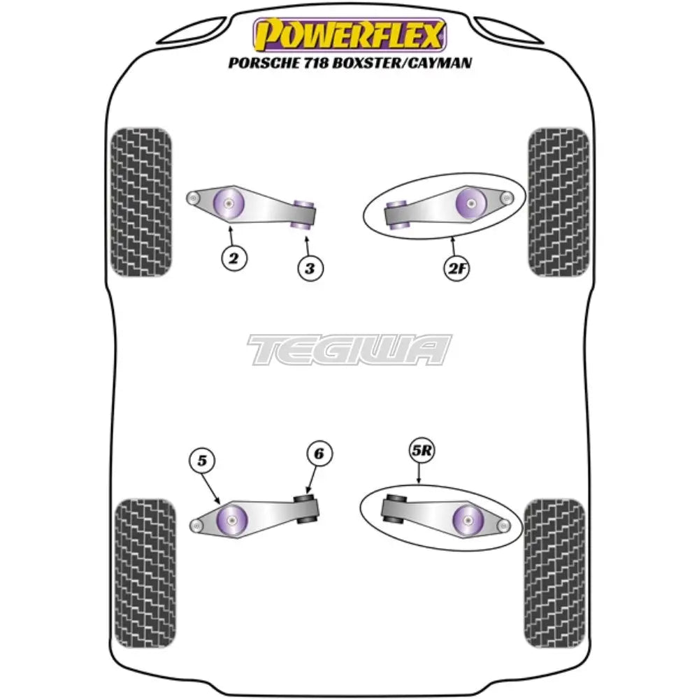 Powerflex Road Series Bolt-On Jack Pad Adaptor Kit Porsche 982 718 Boxster Cayman 16 + Tools