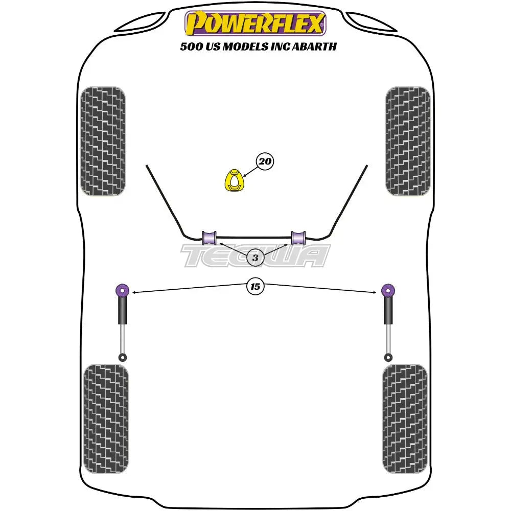 Powerflex Road Series Exhaust Mount Cat Section Fiat 500 Us Inc Abarth 07 + Gaskets Flanges & Clamps