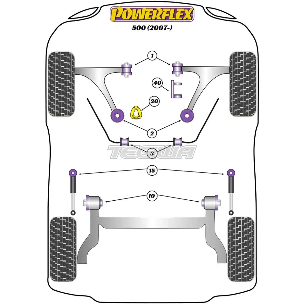 Powerflex Road Series Exhaust Mount Fiat 500 Abarth 595 695 07 + Gaskets Flanges & Clamps