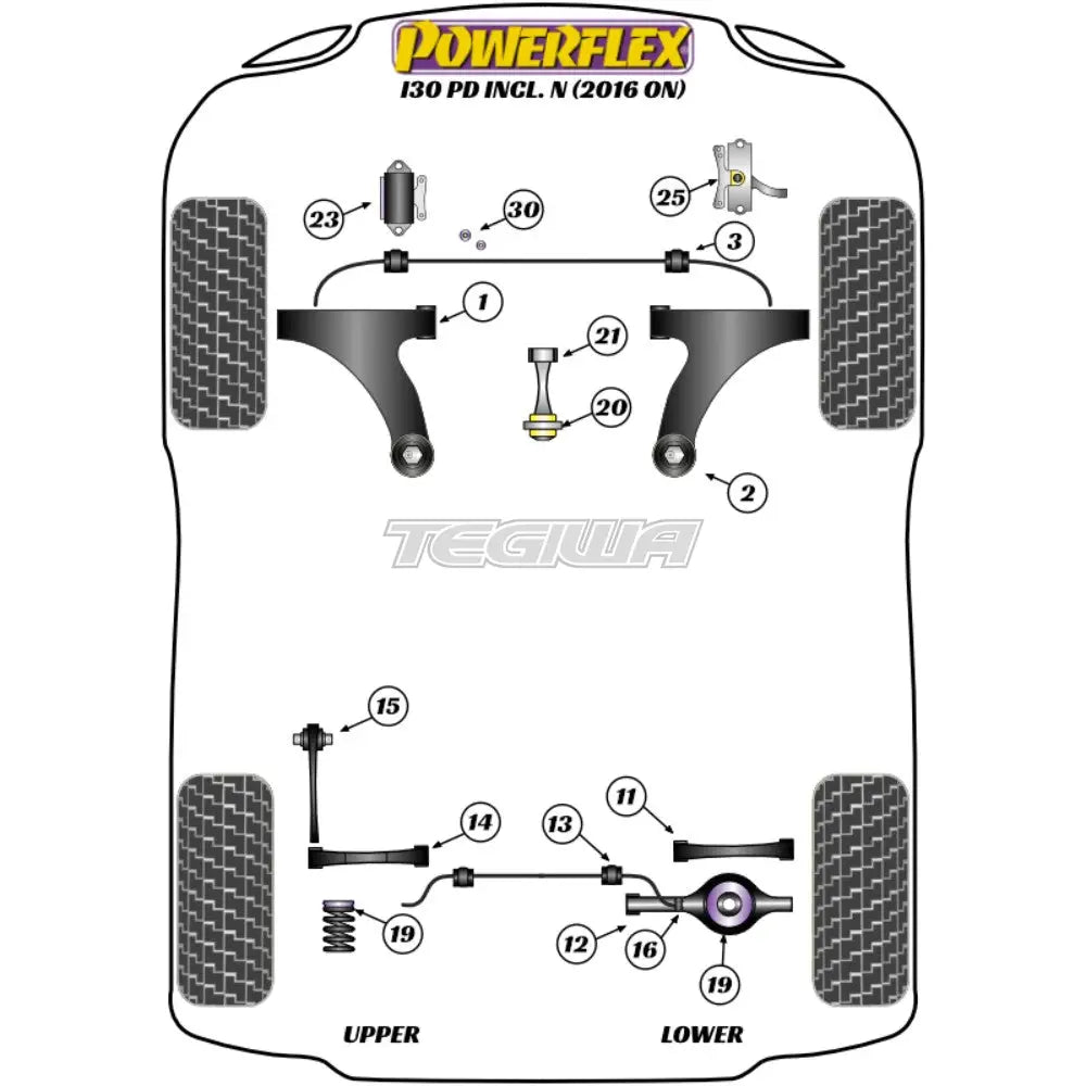 Powerflex Road Series Exhaust Mount Middle Silencer Hyundai I30 Pd Inc N Facelift 16 + Gaskets