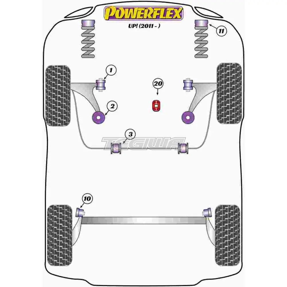 Powerflex Road Series Exhaust Mount Volkswagen Up! Inc Gti 11 + Gaskets Flanges & Clamps