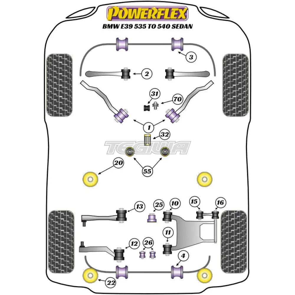 Powerflex Road Series Exhaust Mounting Bush Inc Bracket Bmw 5 E39 535 To 540 96-04 Gaskets Flanges