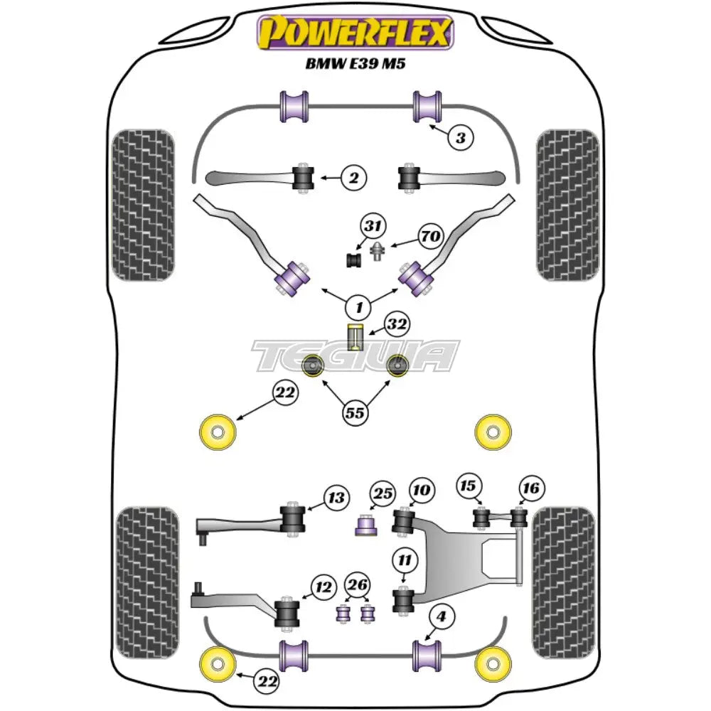 Powerflex Road Series Exhaust Mounting Bush Inc Bracket Bmw 5 E39 M5 96-04 Gaskets Flanges & Clamps