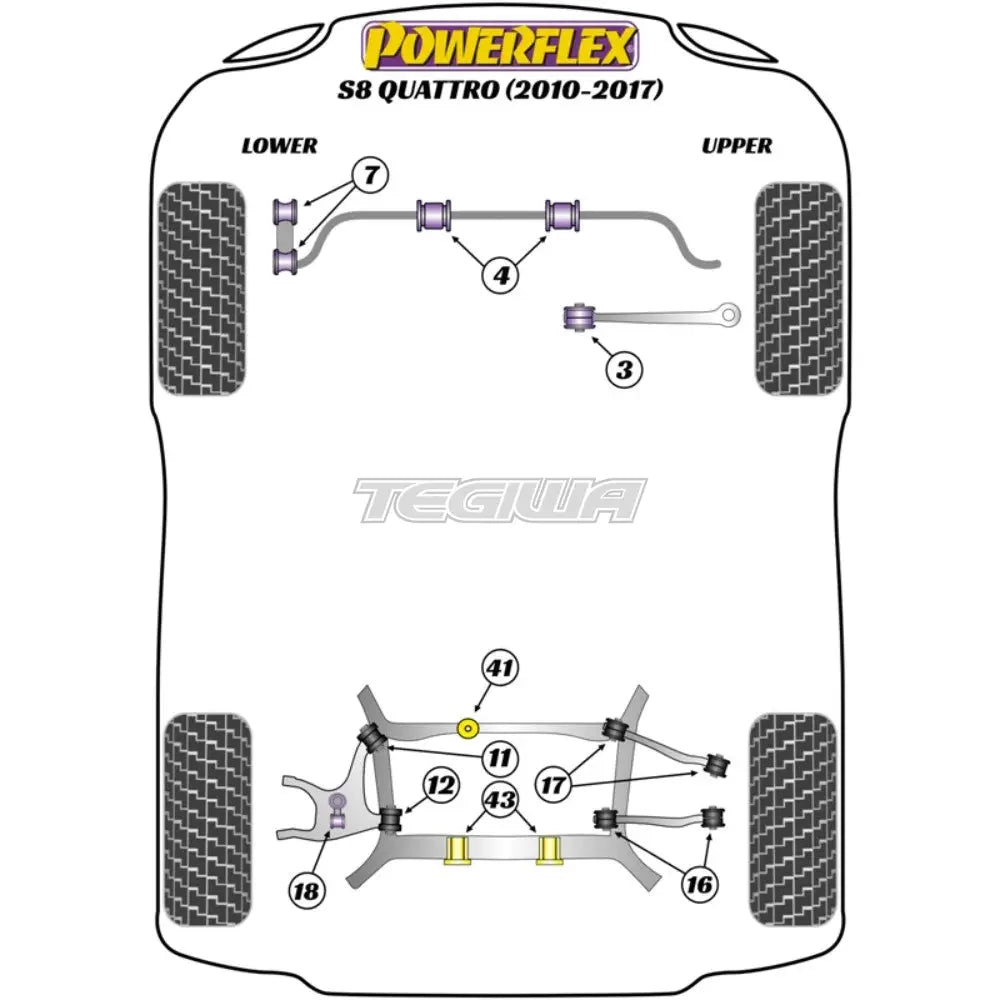 Powerflex Road Series Front Anti Roll Bar Bush 23Mm Audi A8 S8 D4 Quattro 10-17 Bushes