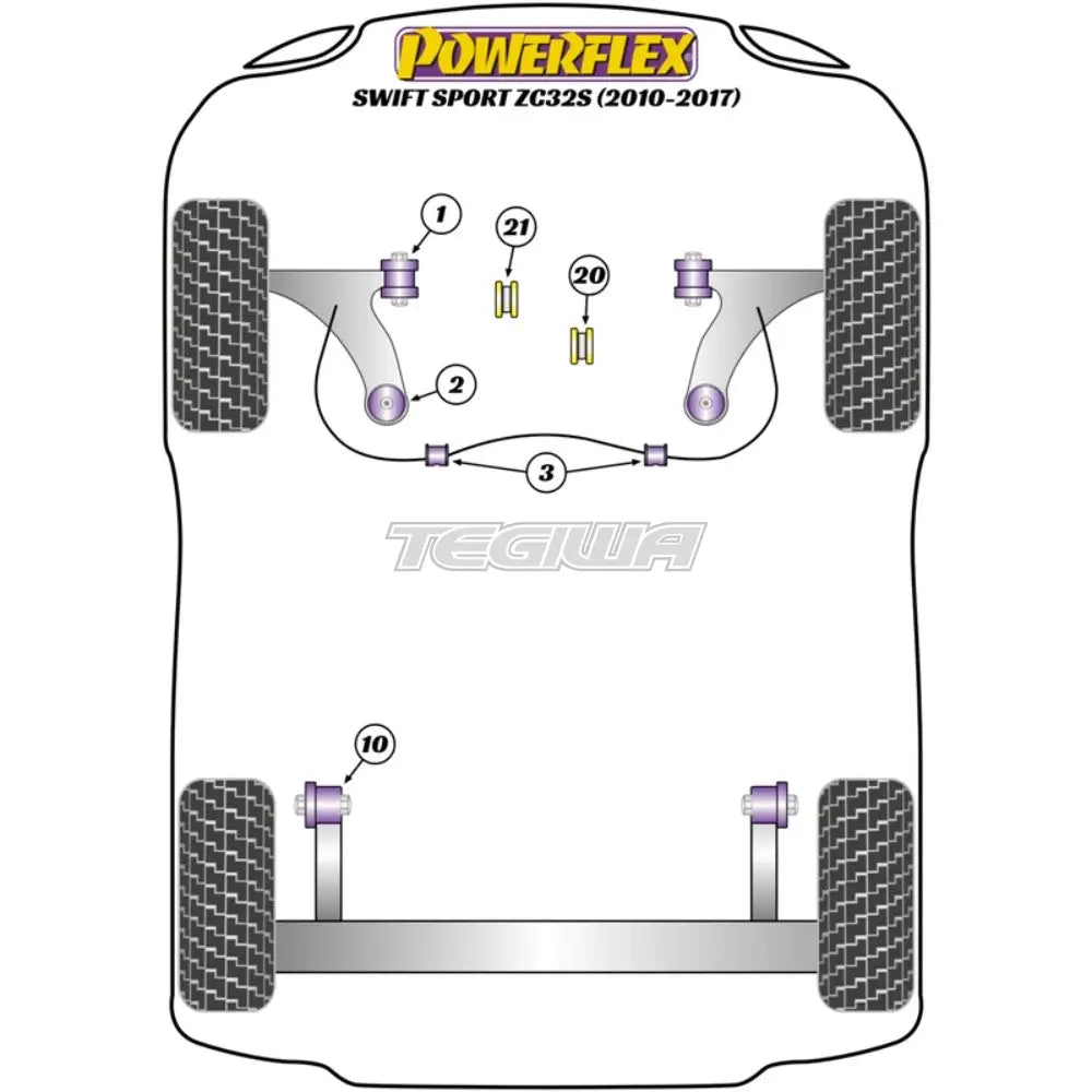 Powerflex Road Series Front Arm Rear Bush Caster Adjustable Suzuki Swift Sport Mk3 Zc32S 10-17