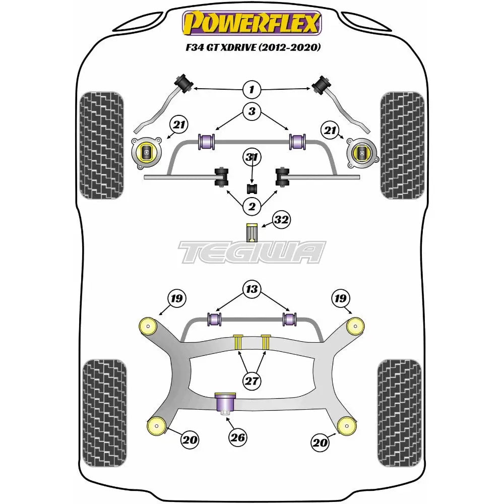 Powerflex Road Series Front Control Arm To Chassis Bush Bmw 3 F30 F31 F34 F80 Gt Xdrive 11-20 Bushes