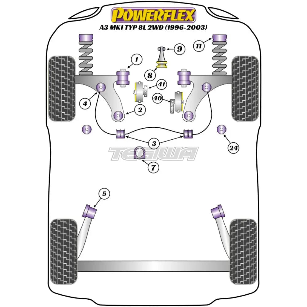 Powerflex Road Series Front Engine Mount Dog Bone Petrol/Tuned Diesel Audi A3 S3 Rs3 8L Mk1 2Wd