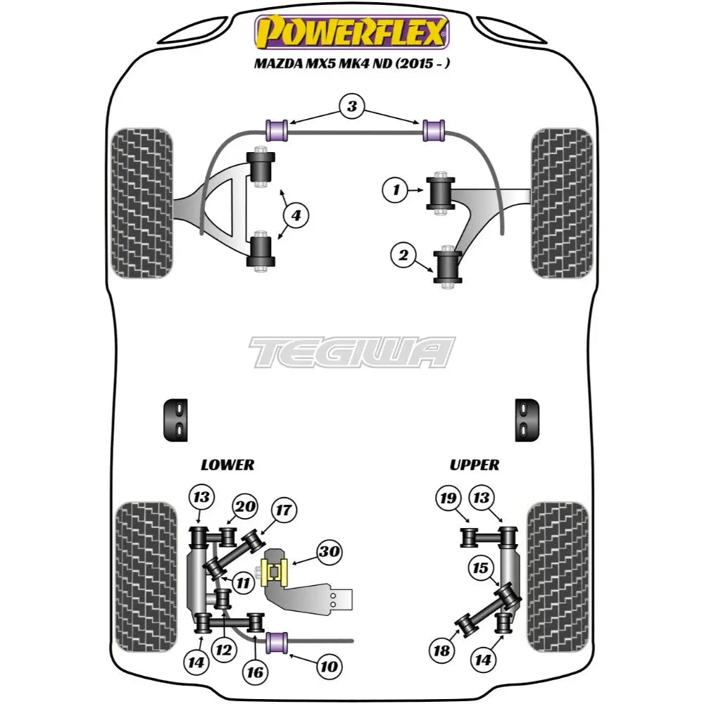 Powerflex Road Series Front Lower Arm Bush Mazda Mx-5 Miata Eunos Mk4 Nd 15 + Bushes