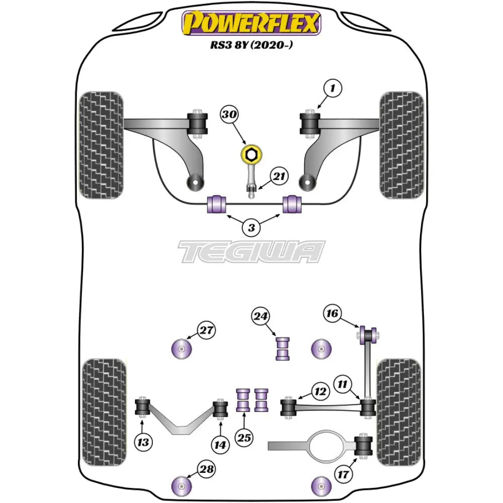 Powerflex Road Series Front Lower Engine Mount Hybrid Bush Large Audi A3 S3 Rs3 8Y Mk4 20 + Mounts