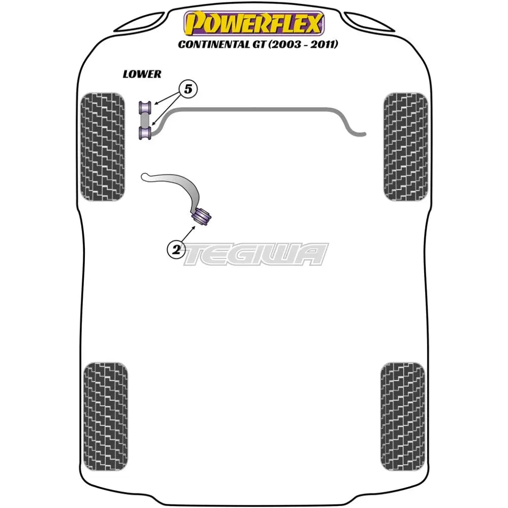 Powerflex Road Series Front Lower Radius Arm To Chassis Bush Bentley Continental Gt 03-11 Bushes