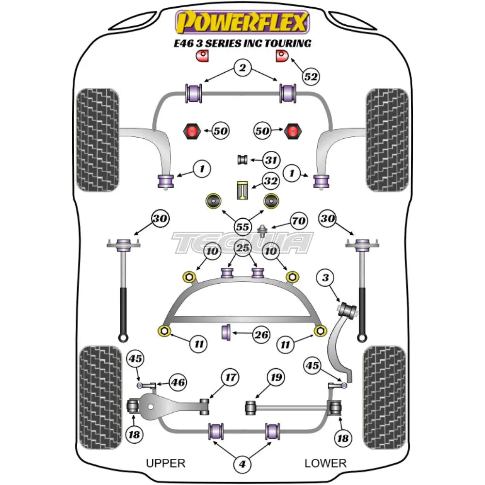 Powerflex Road Series Front Wishbone Rear Bush Inc Bracket Bmw 3 E46 Sedan Touring Coupe Conv 99-06