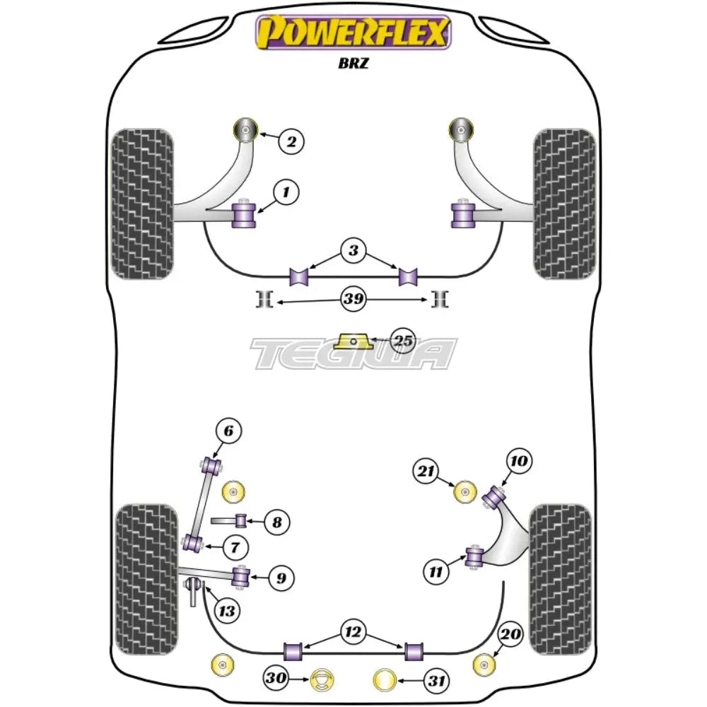 Powerflex Road Series Gearbox Rear Mount Insert Subaru Brz 1St Gen 12-21 Bushes