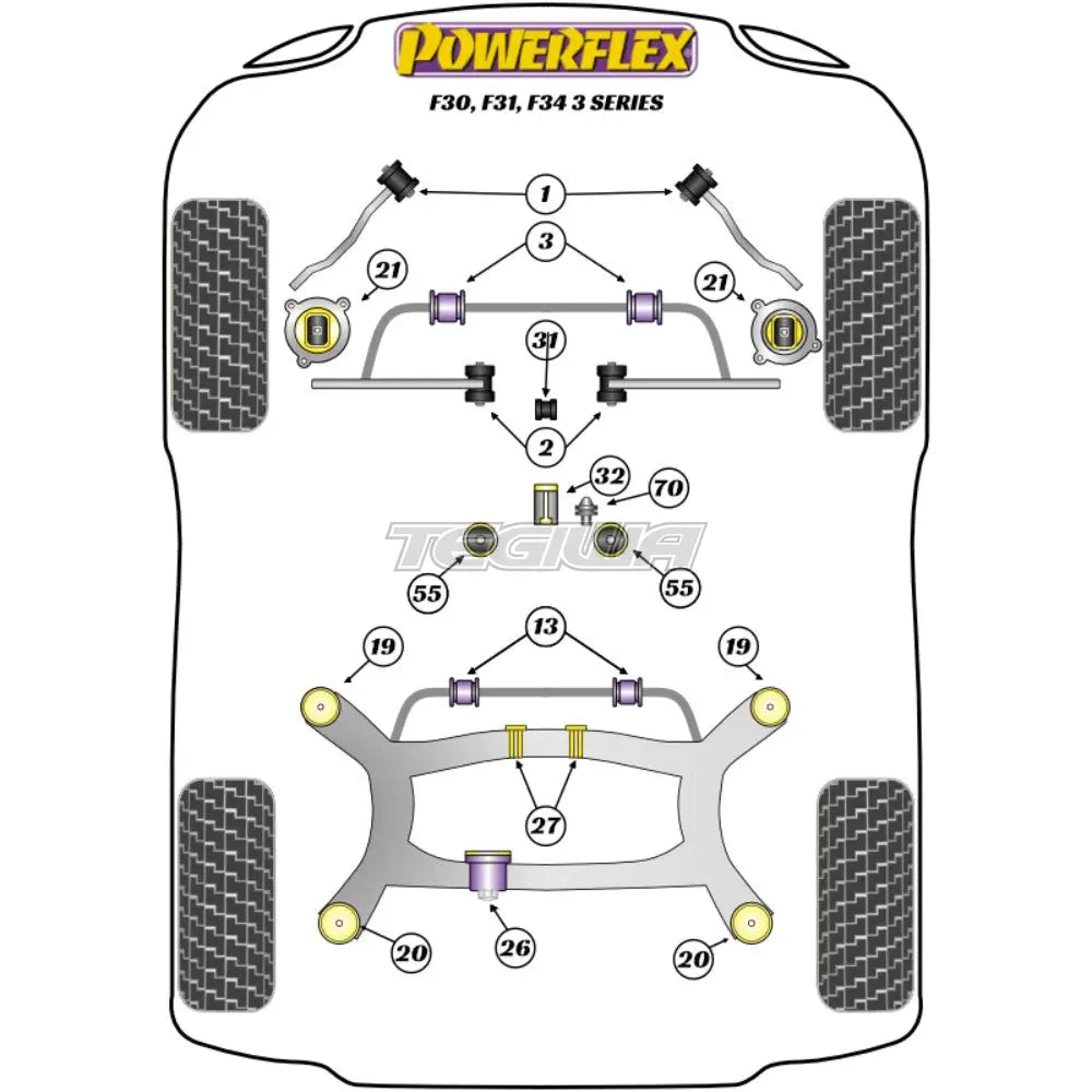 Powerflex Road Series Rear Anti Roll Bar Bush 15Mm Bmw 3 F30 F31 F34 F80 F3X Sedan Touring Gt 11-18