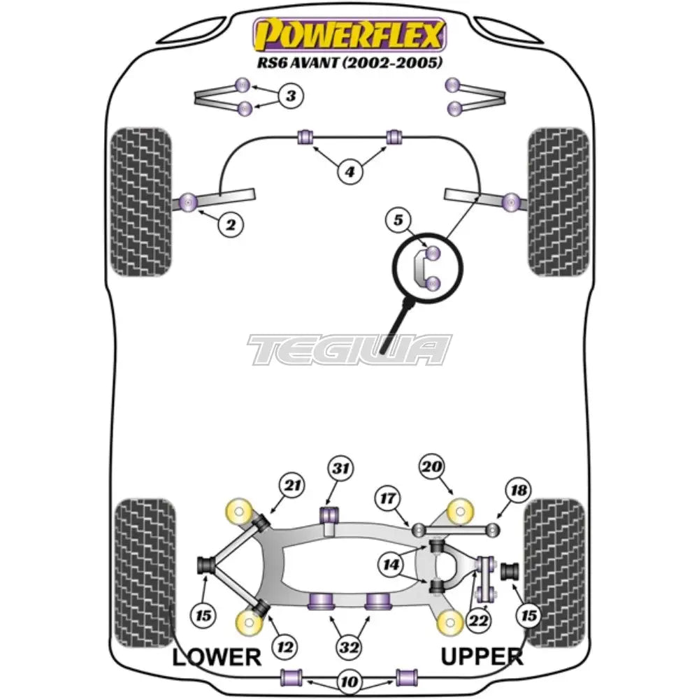 Powerflex Road Series Rear Diff Front Mounting Bush Audi A6 S6 Rs6 C5 Avant 97-05 Gearbox Mounts