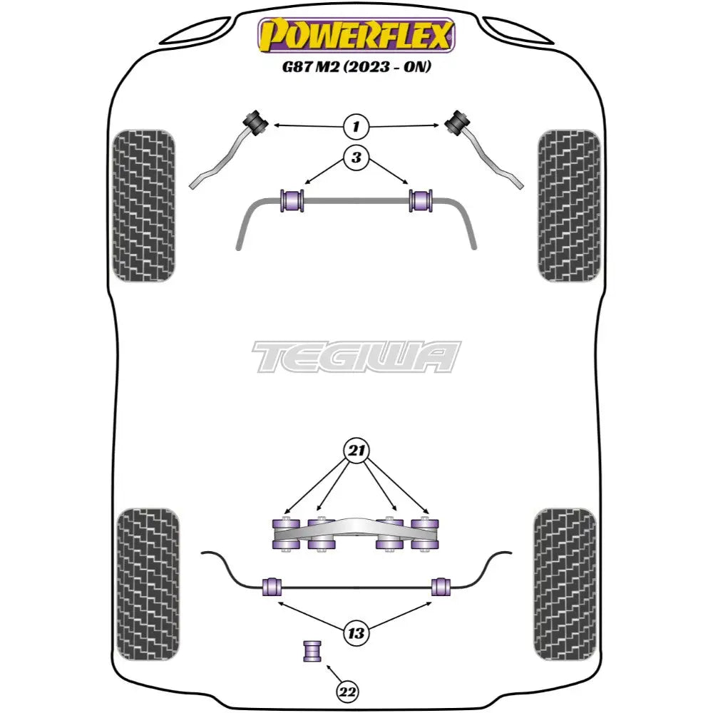 Powerflex Road Series Rear Diff Front Mounting Bush Bmw 2 G87 M2 23 + Gearbox Mounts