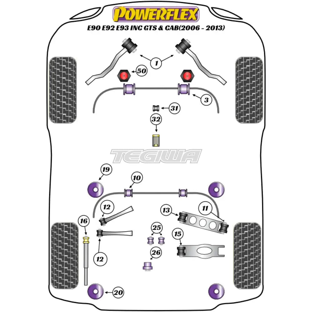 Powerflex Road Series Rear Diff Front Mounting Bush Bmw 3 E90 E91 E92 E93 E9X M3 Inc Gts Cab 05-13