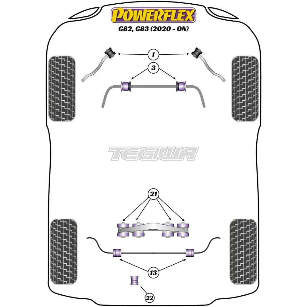 Powerflex Road Series Rear Diff Front Mounting Bush Bmw 4 G22 G23 G82 G83 M4 20 + Gearbox Mounts