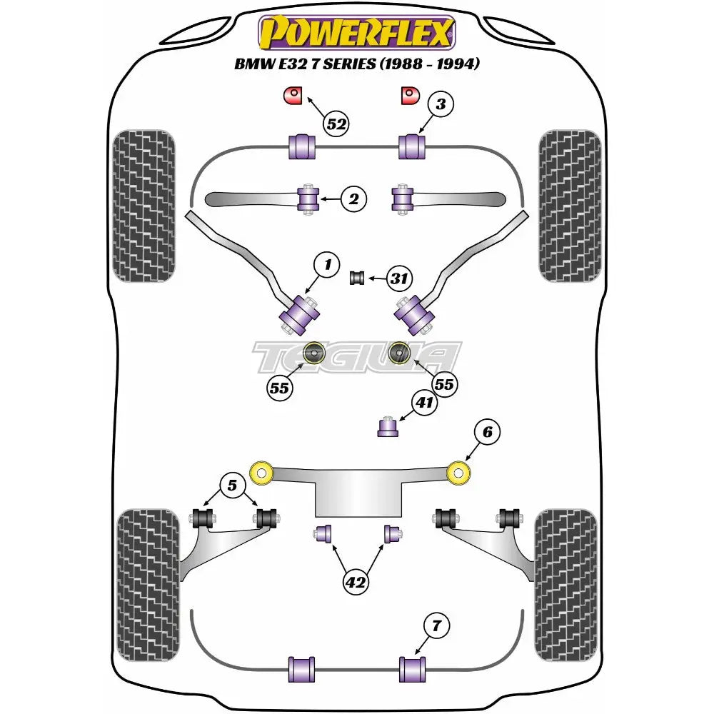 Powerflex Road Series Rear Diff Front Mounting Bush Bmw 7 E32 88-94 Gearbox Mounts