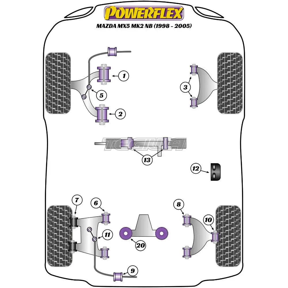 Powerflex Road Series Rear Diff Mounting Bush Insert Mazda Mx-5 Miata Eunos Mk2 Nb 98-05 Gearbox