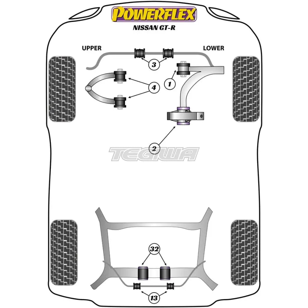 Powerflex Road Series Rear Differential-To-Subframe Mounting Bush Nissan Gt-R 08 + Bushes