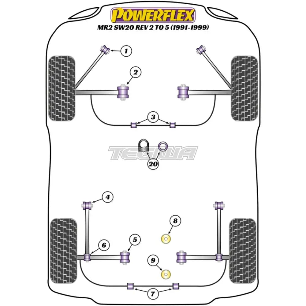 Powerflex Road Series Rear Inner Track Control Arm Bush M12 Bolt Toyota Mr2 Gen2 Sw20 Rev 2 To 5