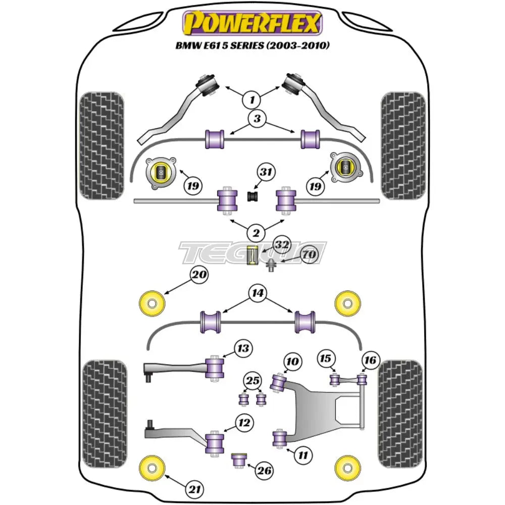 Powerflex Road Series Rear Lower Arm Bush Bmw 5 E60 E61 Touring 03-10 Bushes