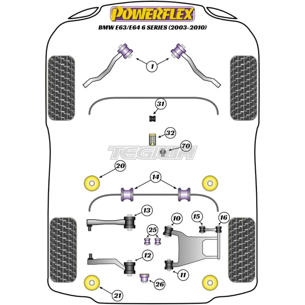 Powerflex Road Series Rear Lower Arm Bush Bmw 6 E63 E64 03-10 Bushes