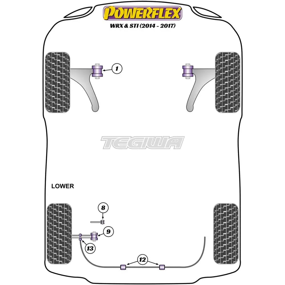 Powerflex Road Series Rear Lower Track Control Inner Bush Subaru Impreza Wrx Sti Va 14-22 Bushes