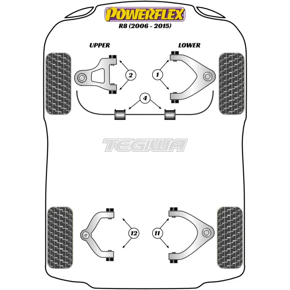 Powerflex Road Series Rear Lower Wishbone Bush Audi R8 Type 42 07-15 Bushes