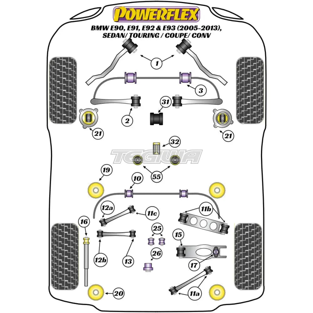 Powerflex Road Series Rear Subframe Front Mounting Insert Bmw 3 E90 E91 E92 E93 E9X Sedan Touring