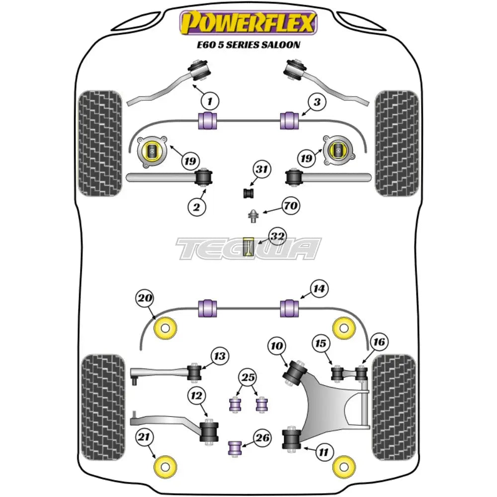 Powerflex Road Series Rear Subframe Mounting Bush Bmw 5 E60 E61 Saloon 03-10 Bushes