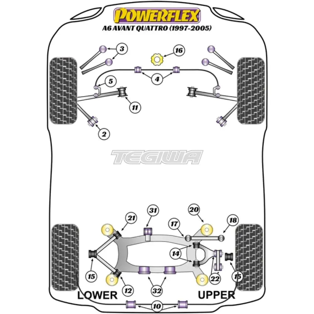 Powerflex Road Series Rear Tie Rod Outer Bush Audi A6 S6 Rs6 C5 Avant Quattro 97-05 Bushes