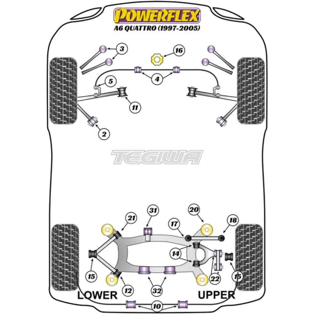 Powerflex Road Series Rear Tie Rod Outer Bush Audi A6 S6 Rs6 C5 Quattro 97-05 Bushes