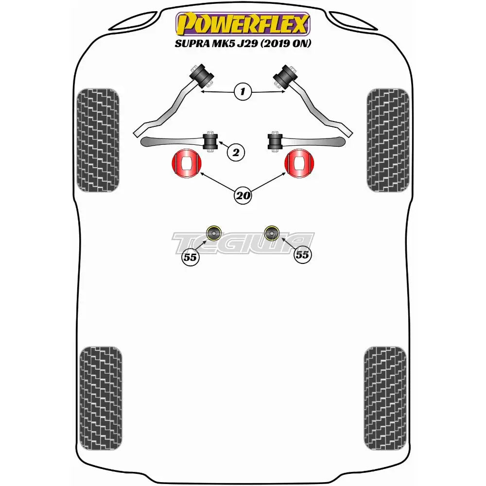 Powerflex Road Series Transmission Mounting Bush Track Toyota Supra Mk5 A90 J29 19 + Bushes