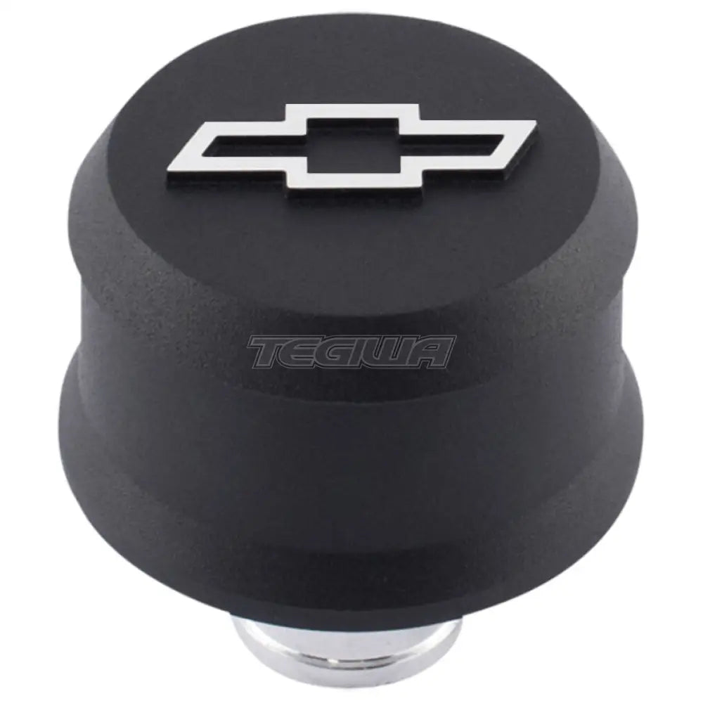 Proform Chevrolet Bowtie Slant-Edge Aluminum Breather Cap Black Crinkle