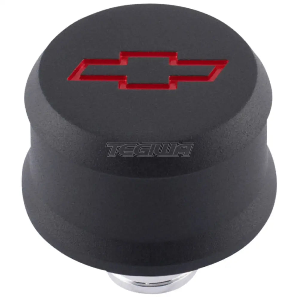 Proform Chevrolet Bowtie Slant-Edge Aluminum Breather Cap Black Crinkle