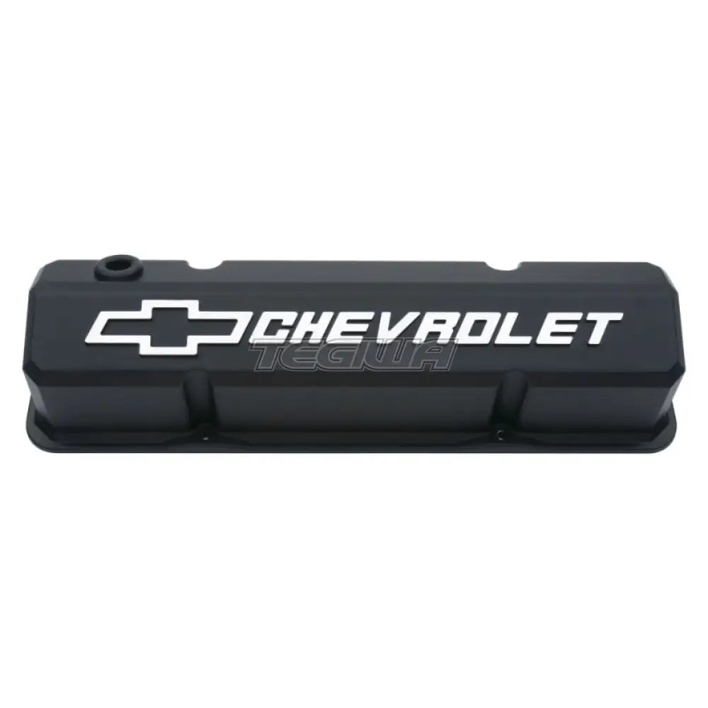 Proform Die-Cast Valve Covers Slant-Edge Raised Emblem Chevrolet Small Block V8 58-86 Black Crinkle