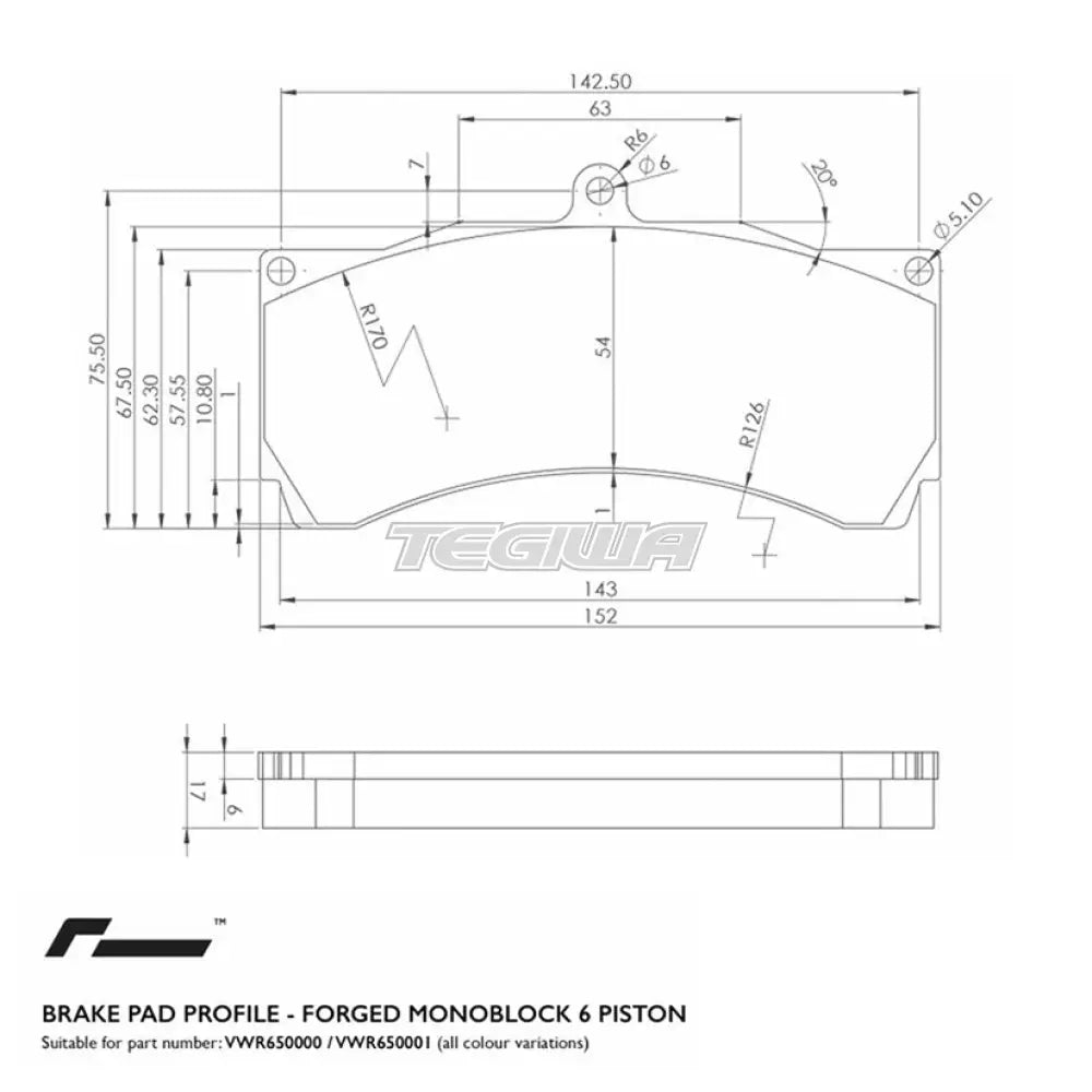 Replacement Brake Pads for Racingline 6-Piston Calipers