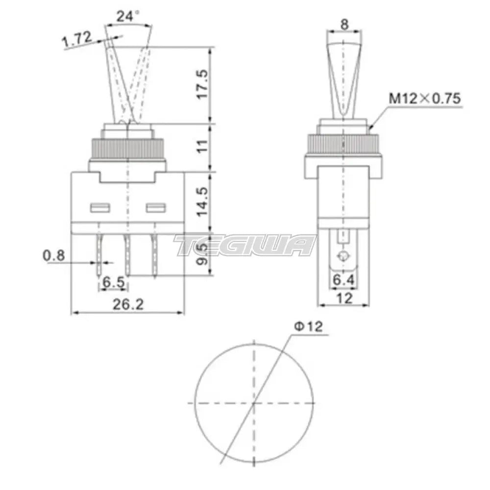 Rrs 17.5 Mm Plastic Switch 2Pos. On/Off 12V 20A Flat Pins Sensors And Connectors