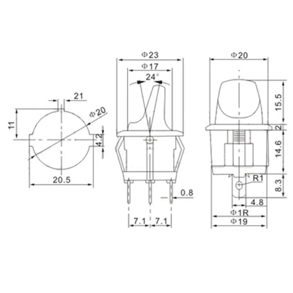 Rrs 20Mm Mini Lever-Lit Switch 12V Sensors And Connectors