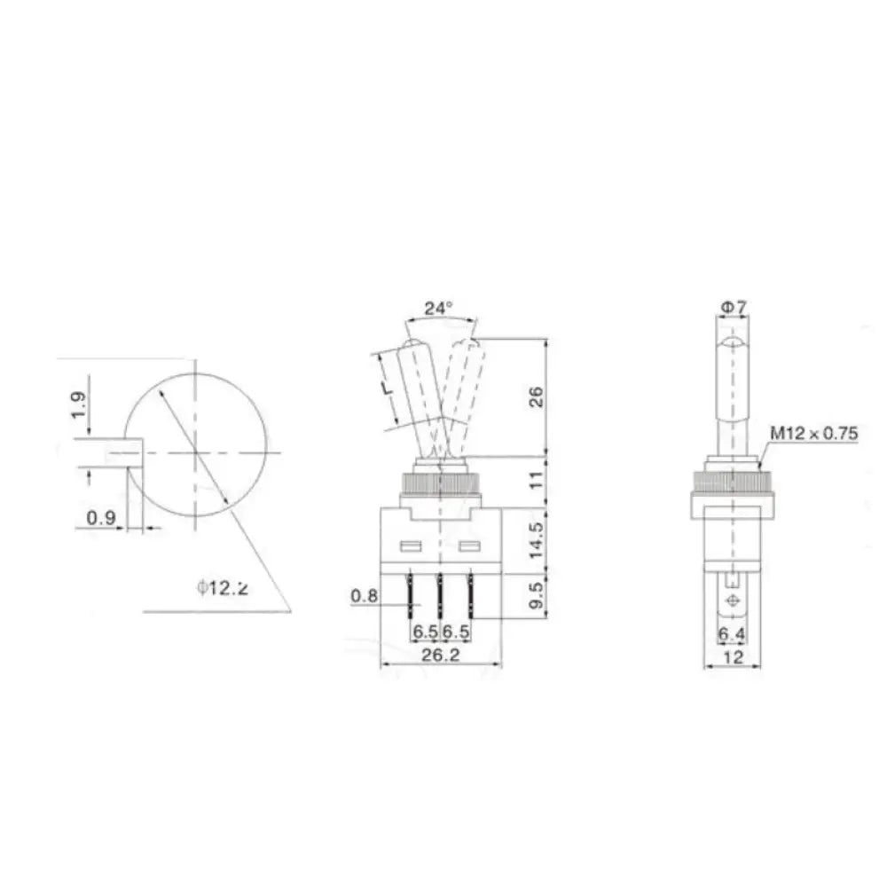 Rrs 26Mm Luminous Switch With Lever 12V 20A 3Pins On/Off Sensors And Connectors