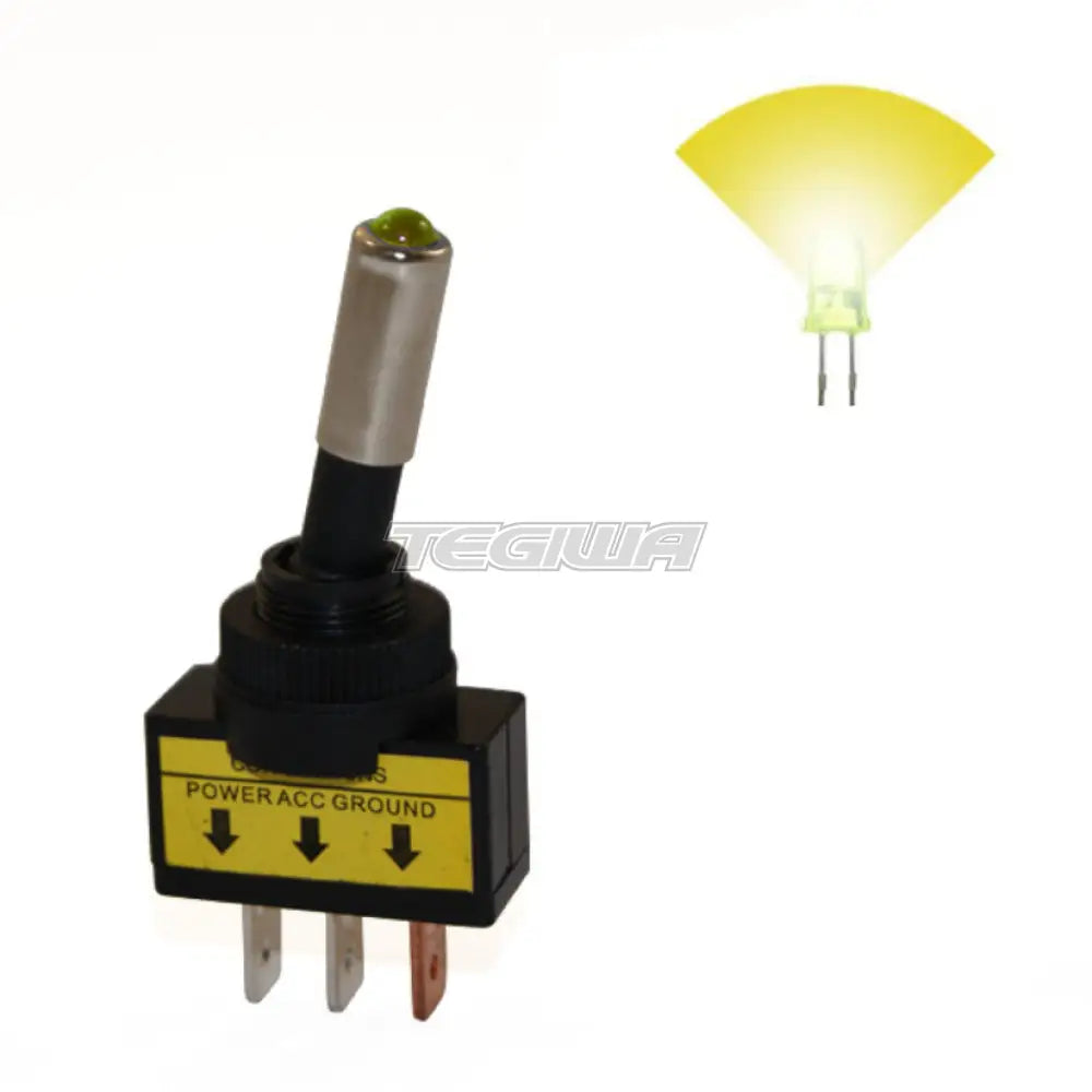 Rrs 26Mm Luminous Switch With Lever 12V 20A 3Pins On/Off Yellow Sensors And Connectors