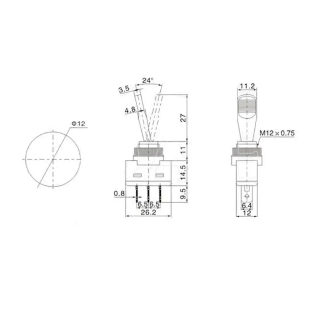 Rrs 27Mm Luminous Switch On Off 3 Pins 12V 20A Sensors And Connectors