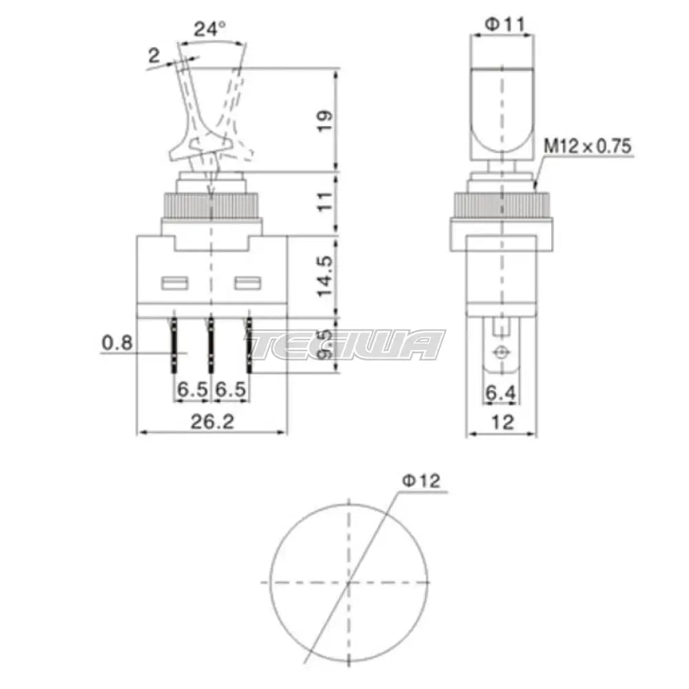 Rrs Blue Luminous Switch 2Pos. On/Off 12V 20A 3 Flat Pins Sensors And Connectors