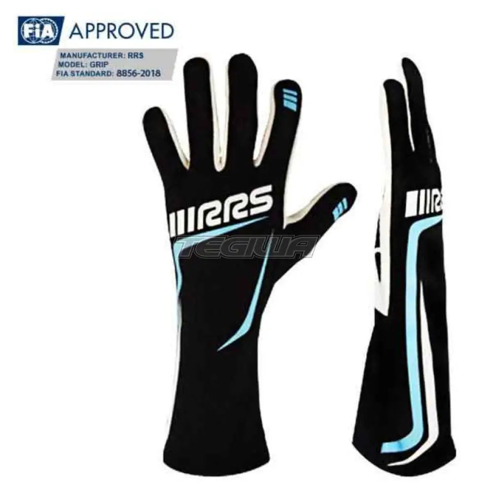 Rrs Grip2 Gloves Black With Blue Logo - Fia 8856-2018