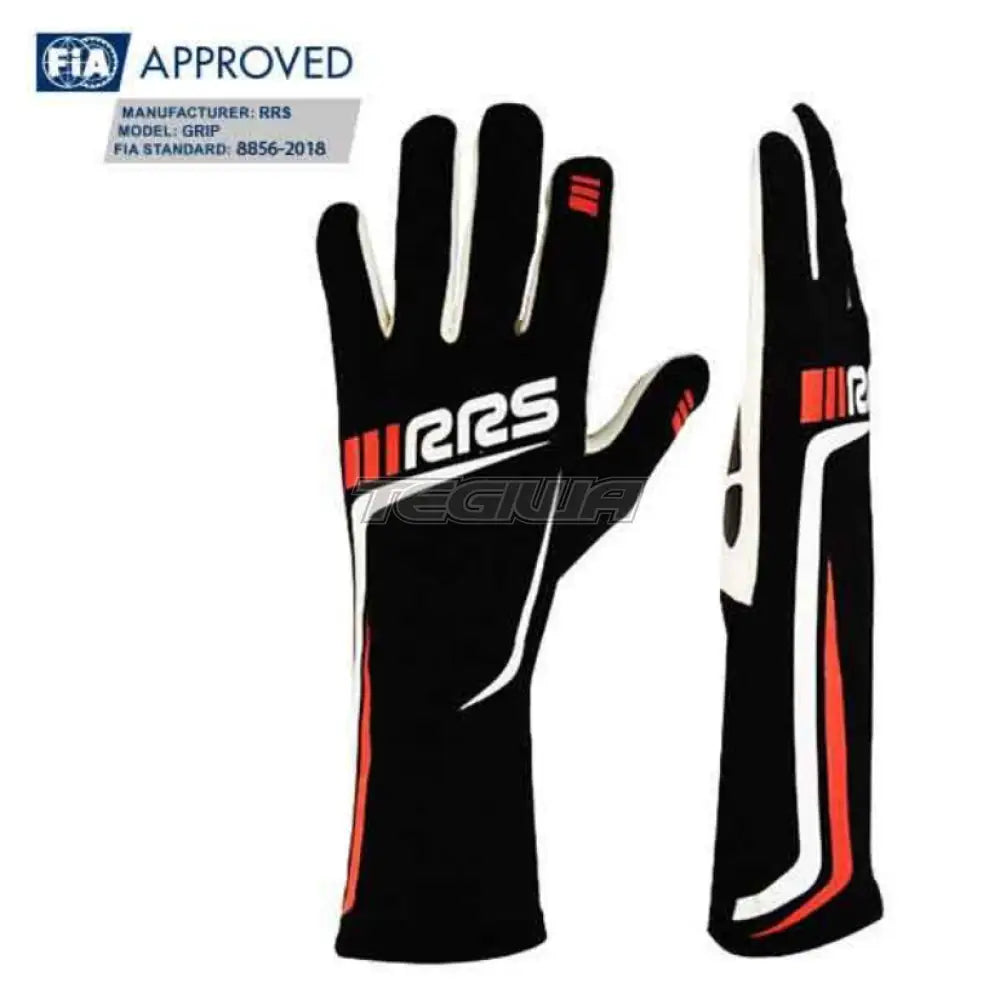 Rrs Grip2 Gloves Black With Red Logo - Fia 8856-2018