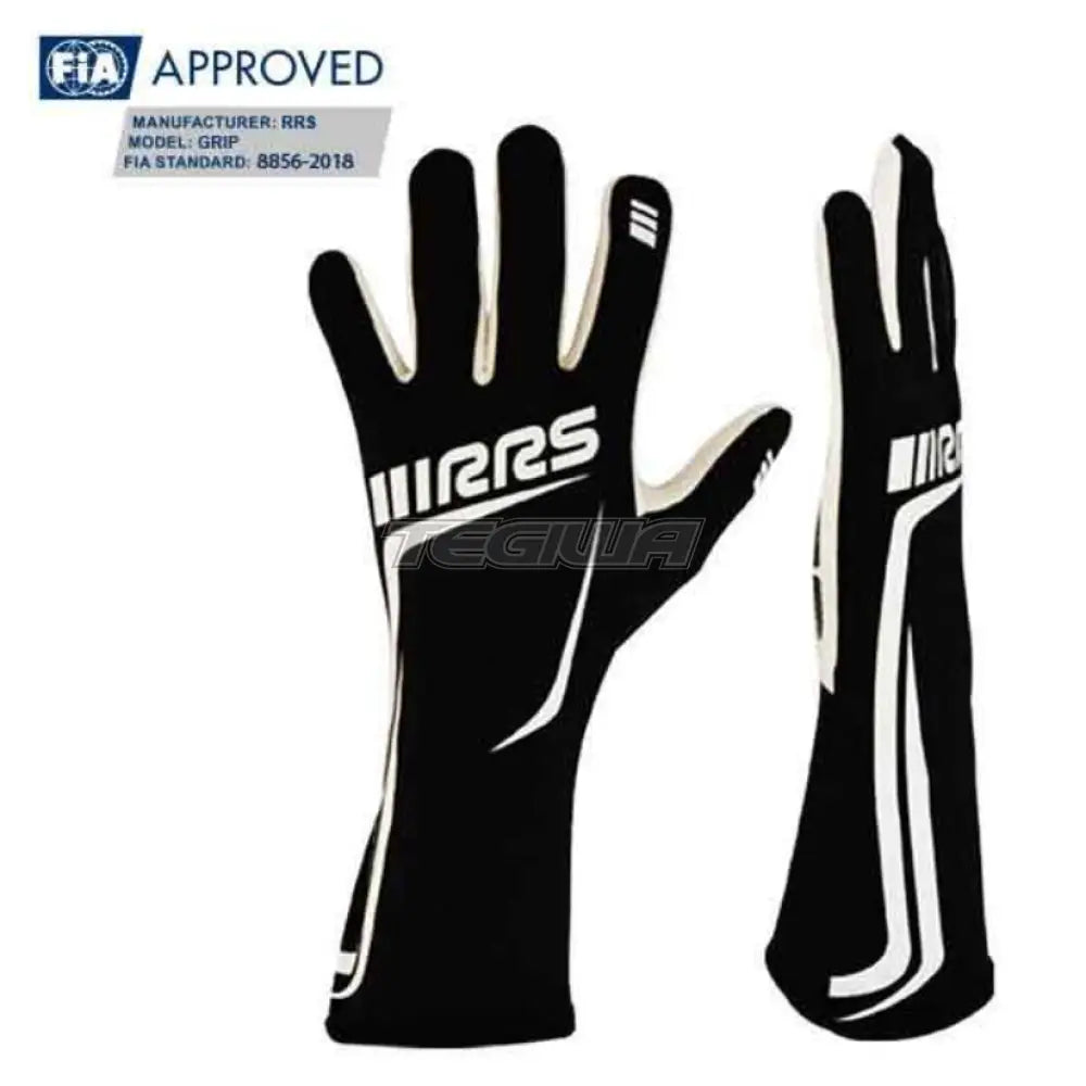 Rrs Grip2 Gloves Black With White Logo - Fia 8856-2018