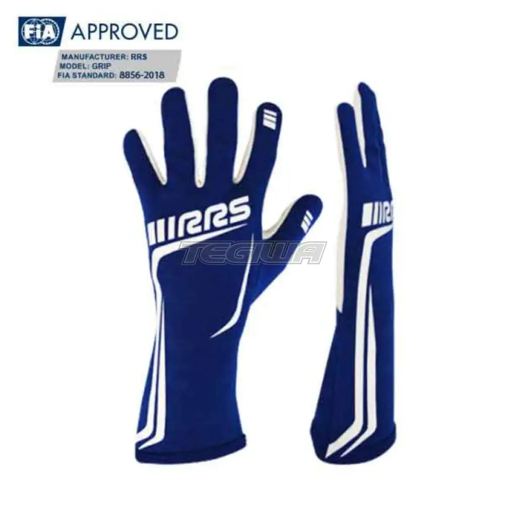 Rrs Grip2 Gloves Blue With White Logo - Fia 8856-2018