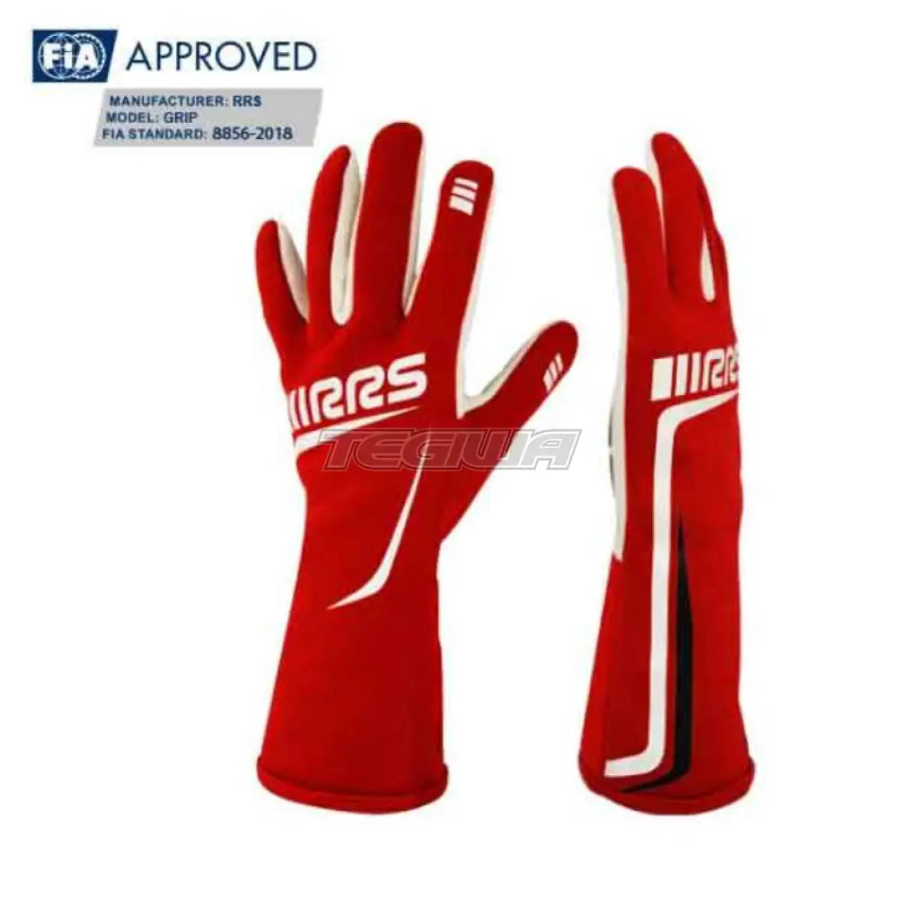 Rrs Grip2 Gloves Red With White Logo - Fia 8856-2018