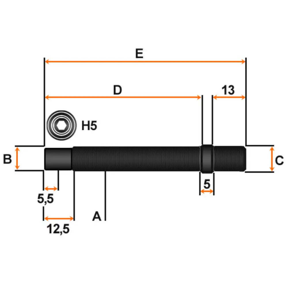 Rrs Pro Competition Wheel Stud With Ch5 Socket Nuts & Studs